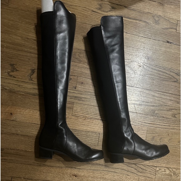 Stuart Weitzman Reserve Over The Knee Boots Black Nappa Leather Size 8 m - Picture 1 of 5